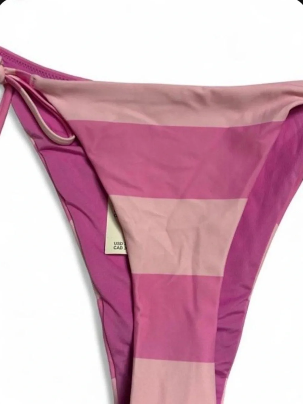 AERIE- pink and light pink horizontal striped bikini- bottoms size: M-Top size:L